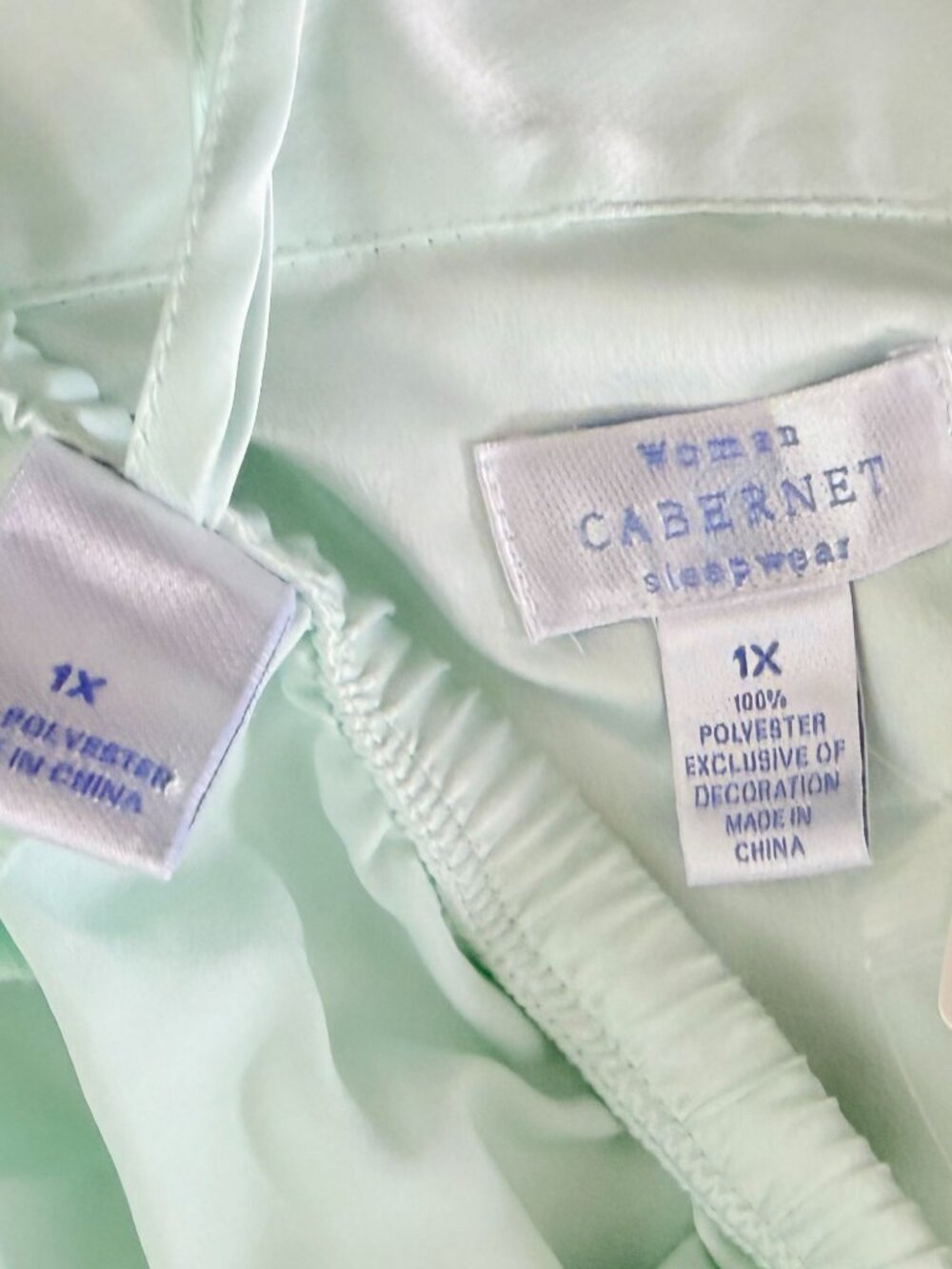 NWT CABERNET WOMAN CLASSICS PAJAMAS SET 2 Pc Size 1X SHORT SLEEVE BUTTONS GREEN - Picture 7 of 8